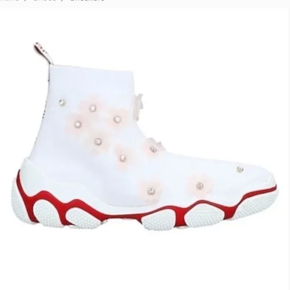 Nwt Valentino Red Sneakers Knit White/Red Floral Size Us 9 New With